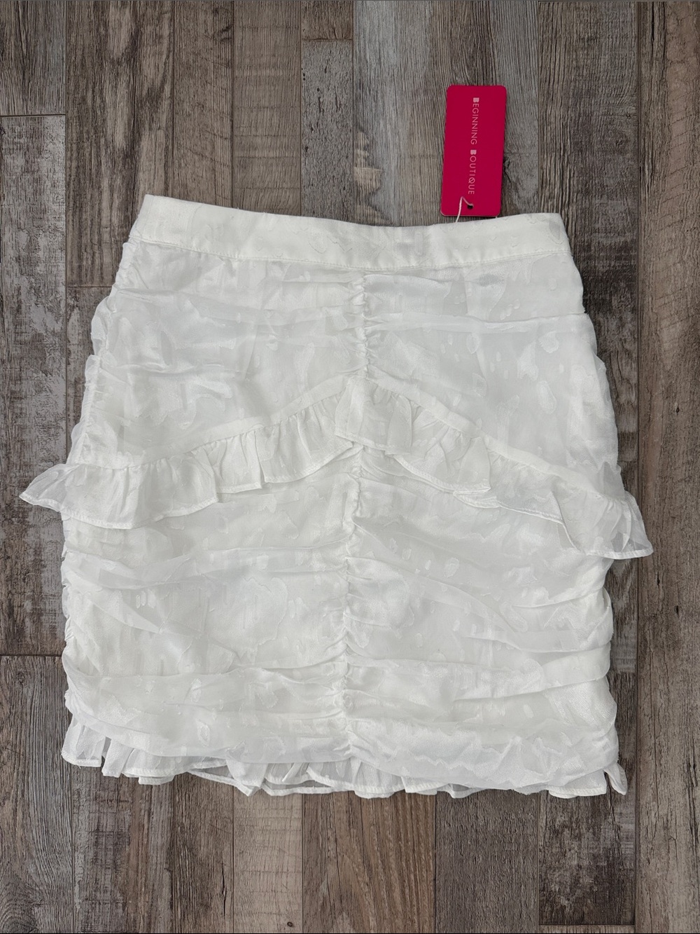 Beginning Boutique NWT White Ruffle Tiered Mini Skirt